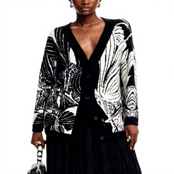 Pull Desigual Femme Tricot Plat Col V Imprimé Arty