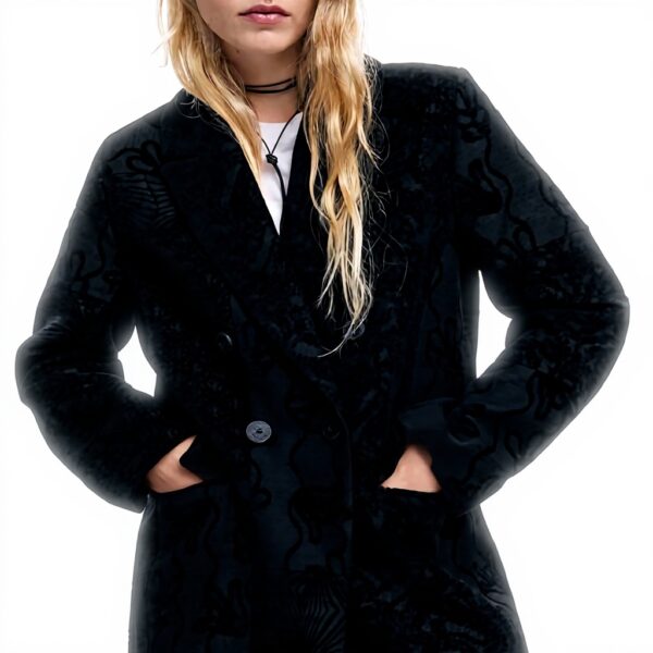 Manteau Desigual Femme Noir Regular Longueur Longue