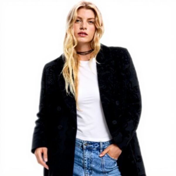 Manteau Desigual Femme Noir Regular Longueur Longue