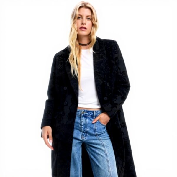 Manteau Desigual Femme Noir Regular Longueur Longue