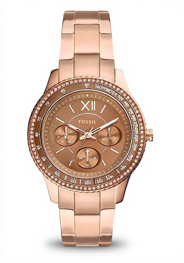 Fossil montre femme Stella acier inoxydable quartz doré rose