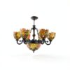 Lustre Tiffany Makenier verre bronze 9 ampoules intérieur-6