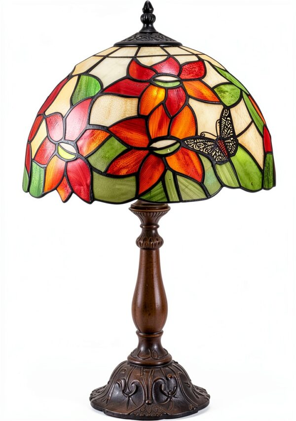 Lampe Tiffany YWYU verre taché papillon fleur chambre salon