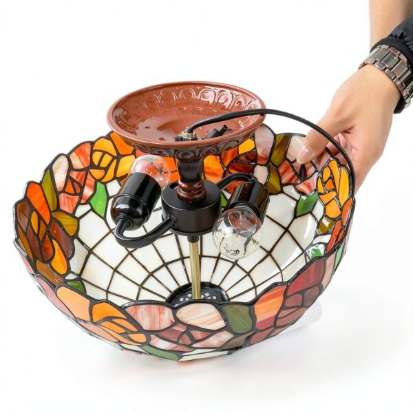 FZQSXAZU Lampe Tiffany Vitrail Artisanal Eclairage Décoratif-1
