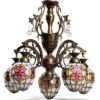 Lustre Tiffany Makenier verre multicolore suspension-4