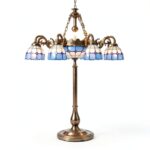 Lustre Tiffany Makenier Bleu 11 Ampoules Style Vitrail-0