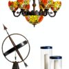 Lustre Tiffany Makenier verre bronze 9 ampoules intérieur-2