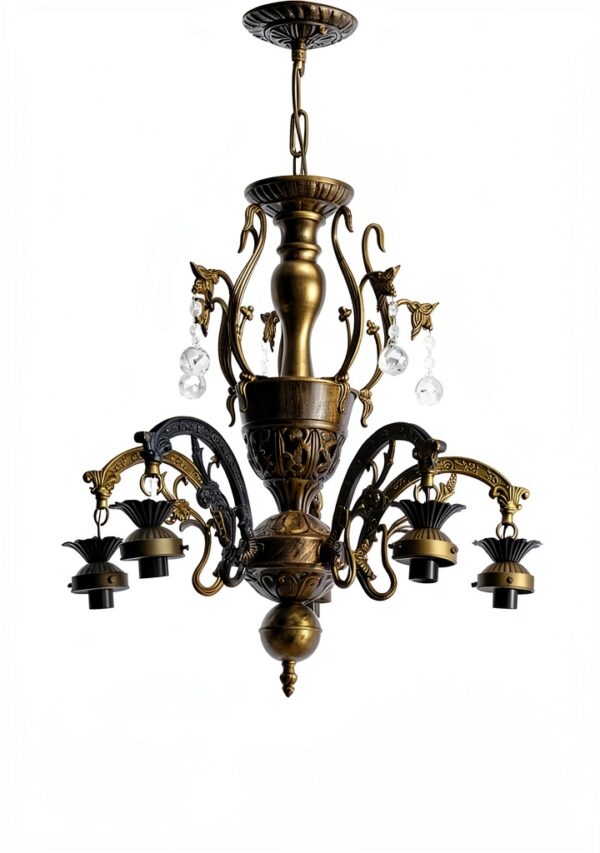 Lustre Tiffany Makenier Métal Verre 5 Ampoules Intérieur-5