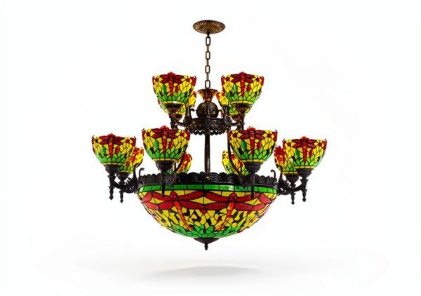 Lustre Makenier 17 ampoules métal verre zinc salon-6