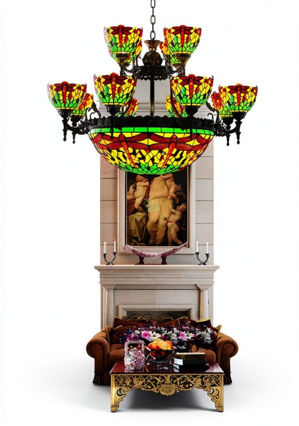 Lustre Makenier 17 ampoules métal verre zinc salon-1