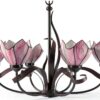 Lustre classique HT rose fer et vitrail éclairage LED-3