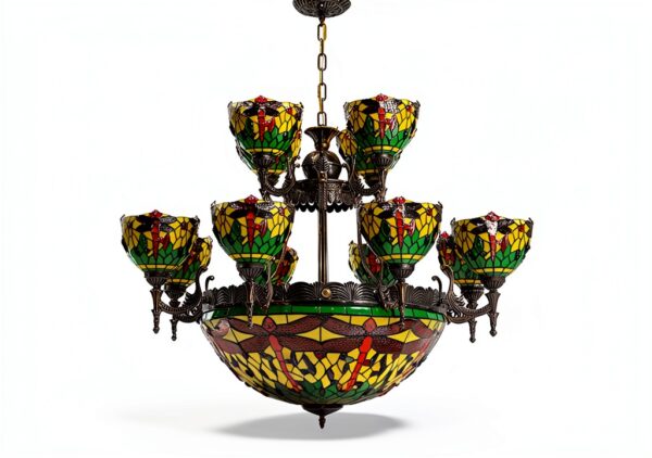 Lustre Makenier 17 ampoules métal verre zinc salon-5