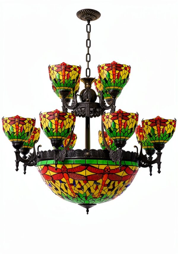 Lustre Makenier 17 ampoules métal verre zinc salon-4