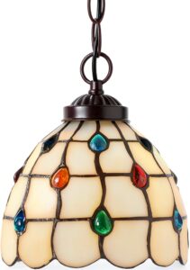 Suspension HT verre coloré fer éclairage LED salon-0
