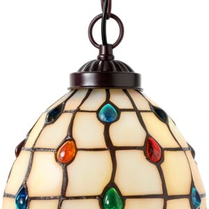 Suspension HT verre coloré fer éclairage LED salon-0