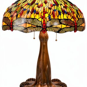 Lampe vitrail JKJZSALJ bronze verre teinté décoration maison-0