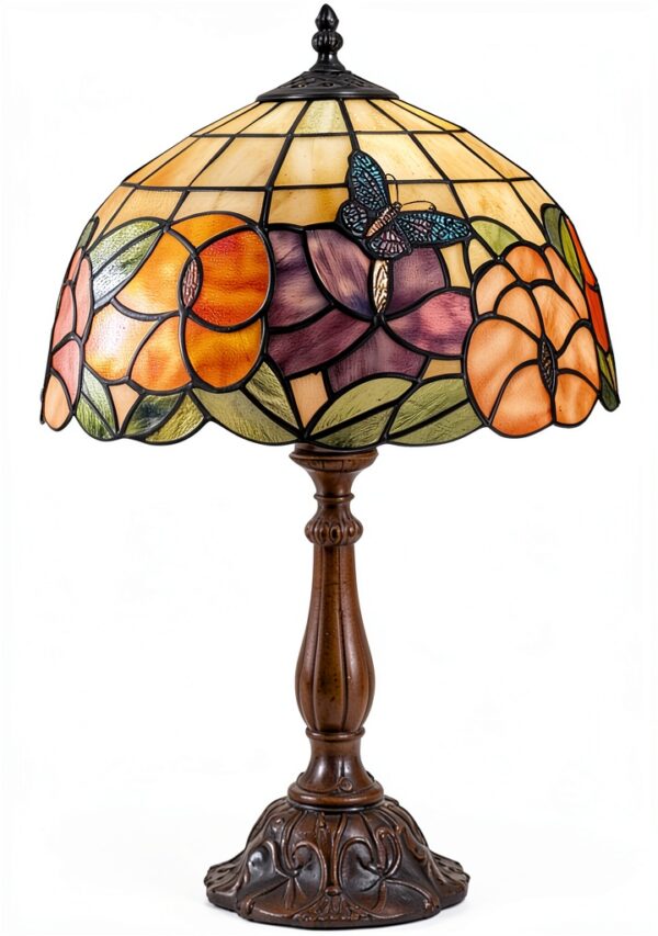 Lampe Tiffany YWYU verre taché papillon fleur salon chambre