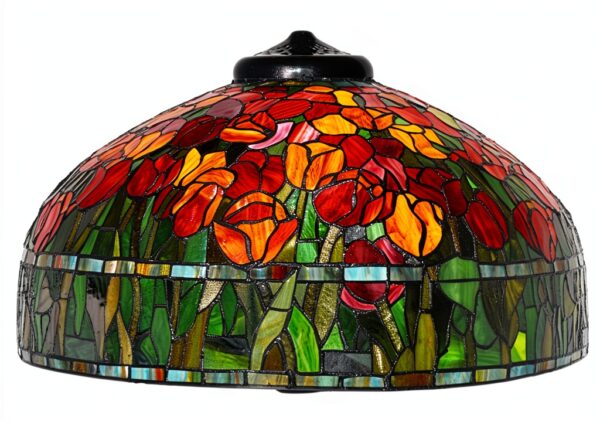 Abat-jour Tiffany PUFAHAU verre teinté motif libellule