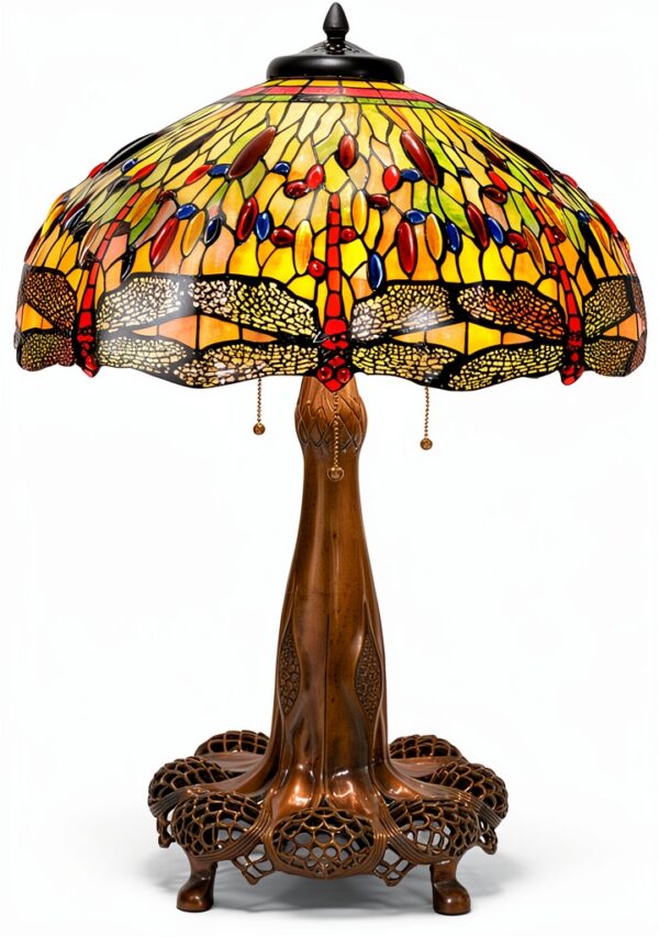 Lampe FHSLKXIM vitrail bronze artisanale décoration-0