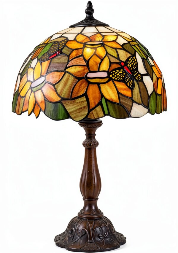 Lampe Tiffany YWYU verre taché papillon fleur salon chambre