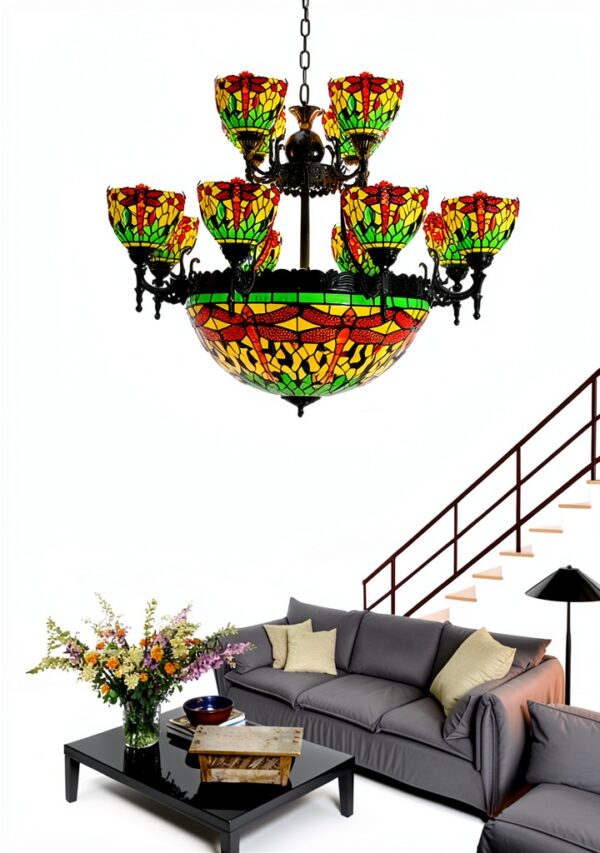 Lustre Makenier 17 ampoules métal verre zinc salon-2