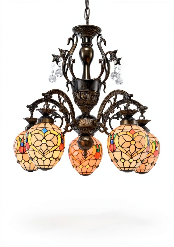 Lustre Tiffany Makenier verre multicolore suspension-3
