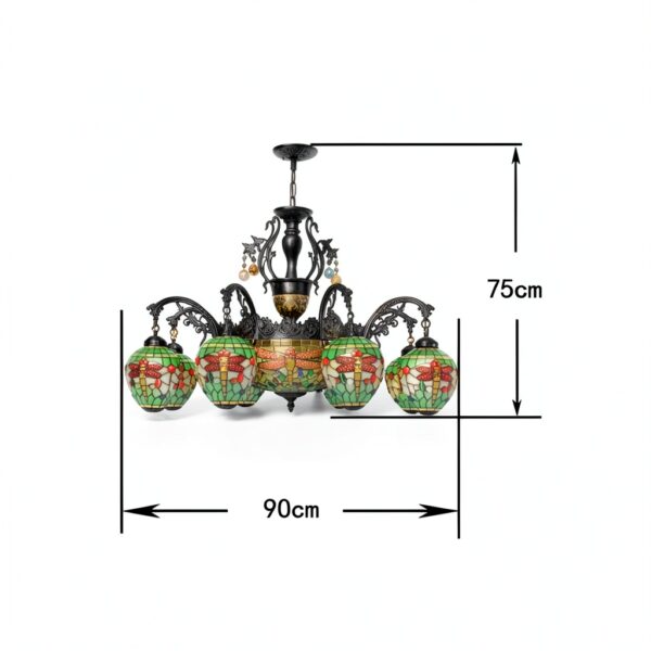 Lustre Tiffany Makenier Verre Multicolore 11 Ampoules-6