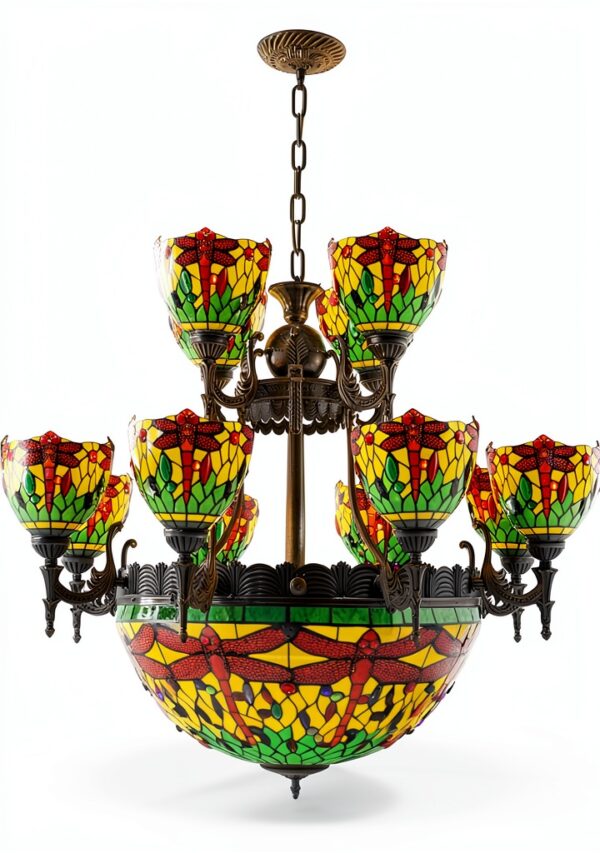 Lustre Makenier 17 ampoules métal verre zinc salon-0