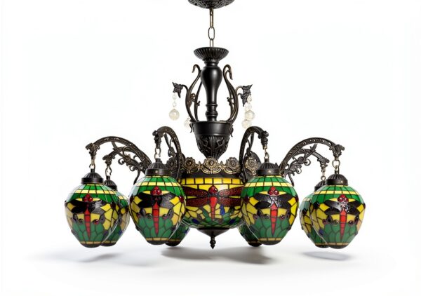 Lustre Tiffany Makenier Verre Multicolore 11 Ampoules-4
