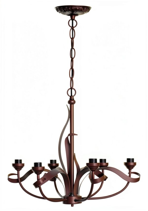 Lustre classique HT rose fer et vitrail éclairage LED-6