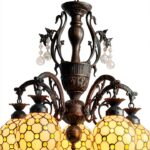 Lustre Tiffany Makenier Métal Verre 5 Ampoules Intérieur-0