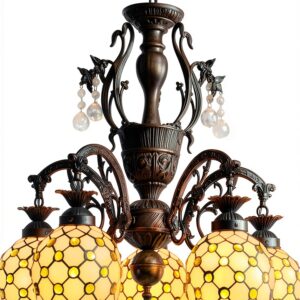 Lustre Tiffany Makenier Métal Verre 5 Ampoules Intérieur-0