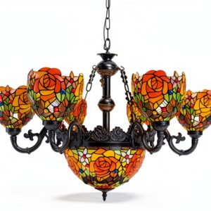 Lustre Tiffany Makenier verre bronze 9 ampoules intérieur-0