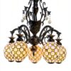 Lustre Tiffany Makenier Métal Verre 5 Ampoules Intérieur-3