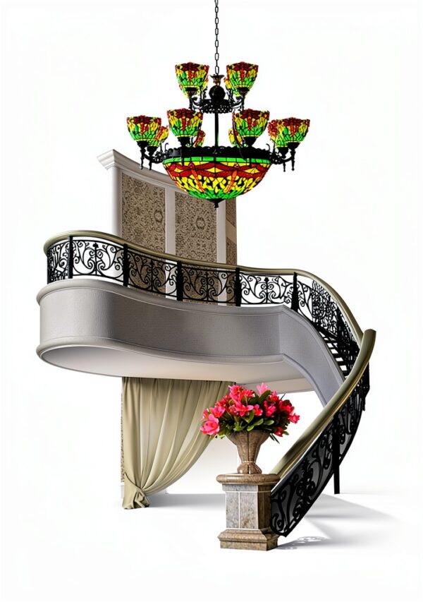 Lustre Makenier 17 ampoules métal verre zinc salon-3