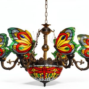 Lustre Tiffany Makenier verre multicolore éclairage-0