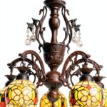Lustre Tiffany Makenier verre multicolore suspension-0