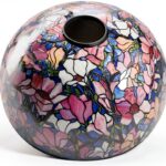HT Lampe Tiffany Verre Teinté Multicolore Abat-jour-0