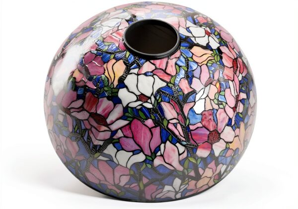 HT Lampe Tiffany Verre Teinté Multicolore Abat-jour-0