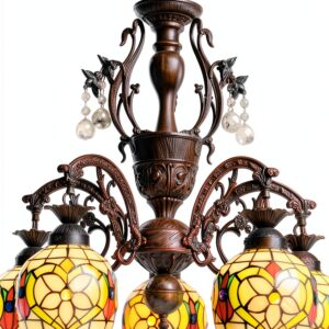 Lustre Tiffany Makenier verre multicolore suspension-0