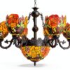 Lustre Tiffany Makenier verre bronze 9 ampoules intérieur-4