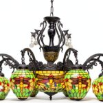 Lustre Tiffany Makenier Verre Multicolore 11 Ampoules-0