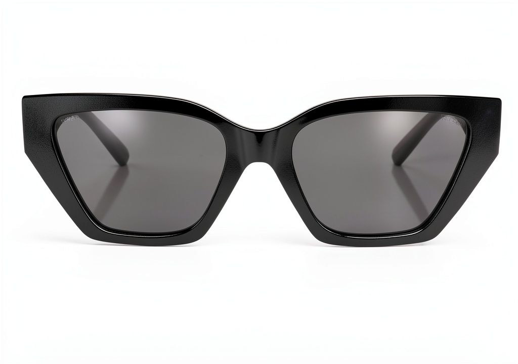 Installation des lunettes Tiffany & Co noir gris sur une table en bois, vue rapprochée