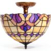FZQSXAZU Lampe Tiffany Vitrail Artisanal Eclairage Décoratif-0