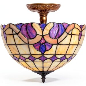 FZQSXAZU Lampe Tiffany Vitrail Artisanal Eclairage Décoratif-0