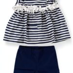 IL GUFO A65 completo bimba GIRL cotton t-shirt/shorts blue/white kids-0