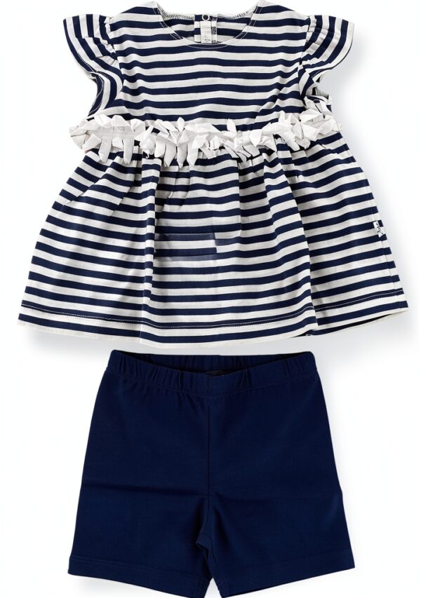 IL GUFO A65 completo bimba GIRL cotton t-shirt/shorts blue/white kids-0