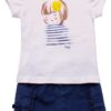 IL GUFO Ensemble bébé fille 6 mois blanc bleu coton élastane casual-0