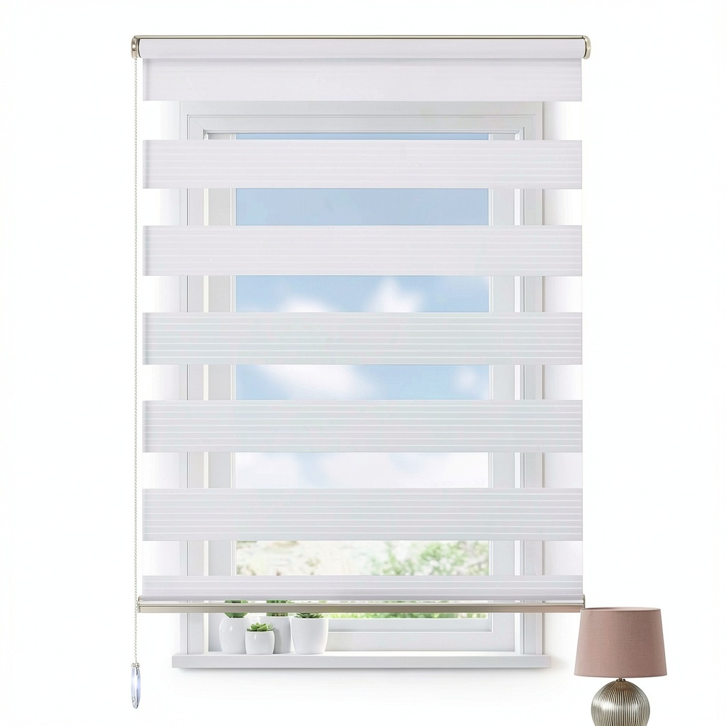 Installation du Store occultant Brillant Bambino Il Gufo blanc polyester 100% sur un mur en plâtre