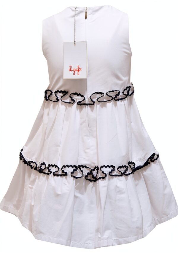 Il Gufo 8783R Robe Bimba en Coton Blanc/Bleu 3 ans-1